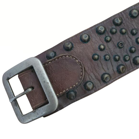 RALPH LAUREN vtg studded wide brown western boho leather statement belt Size M - Picture 4 of 10